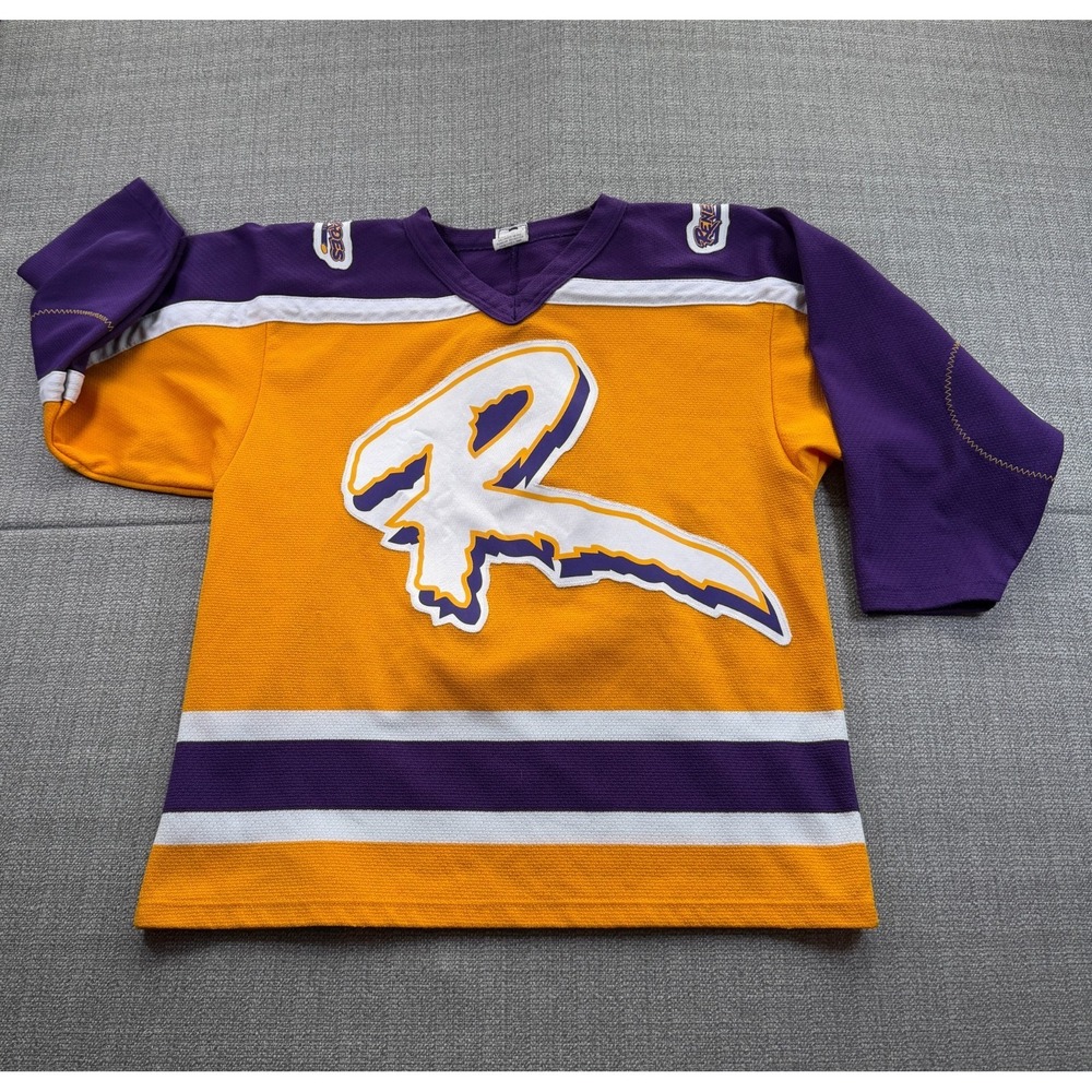 Vintage Los Angeles Kings Jersey Mens XL Yellow Athletic Knit Ice Hockey V Neck‎